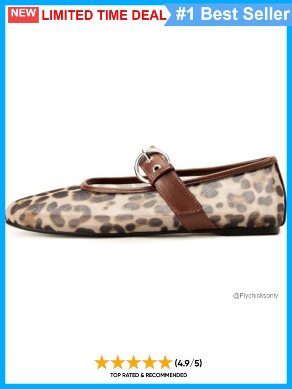 Mary Jane Mesh Ballet Flats Round Toe Buckle Strap Slip-On Shoes